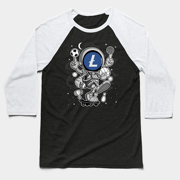 Astronaut Skate Litecoin LTC Coin To The Moon Crypto Token Cryptocurrency Blockchain Wallet Birthday Gift For Men Women Kids Baseball T-Shirt by Thingking About